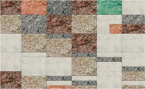 Fotótapéta flizelina kő mozaik geometria bézs szürke barna 368x254 +ragasztó