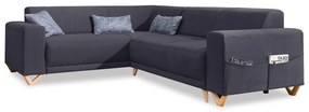 Antracitszürke kinyitható-tárolóhelyes sarokkanapé (bal oldali-L alakú) Classy Sophie – Miuform