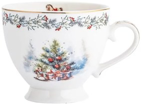 Karácsonyi fenyőfás hintalovas porcelán bögre 0,4l