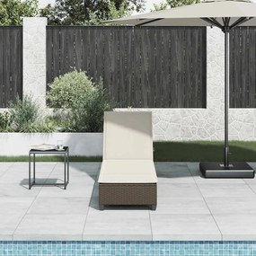 Barna polyrattan napozóágy párnákkal 55x200x25,5 cm
