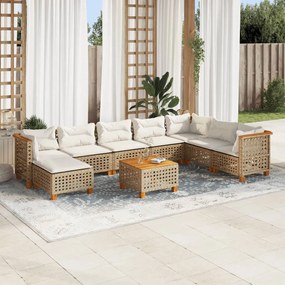 9 részes bézs polyrattan kerti ülőgarnitúra párnákkal
