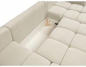 ALMADA U alakú kárpitozott ülőgarnitúra, ággyá alakítható, tárolóhellyel, bézs