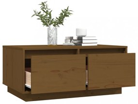 mézbarna tömör fenyőfa dohányzóasztal 80 x 50 x 35 cm