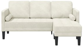 Kerti Kanapé Pad és Párnák L-Alakú Krém Bársony, L-alakú Kanapé Krém 173x131x67 cm Bársony, Pad Krém 113 cm Bársony