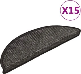 vidaXL 15 db szizál hatású antracitszürke lépcsőszőnyeg 56x17x3 cm