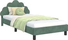 vidaXL Gyerekágy kerettel fejtámlával Tengeri Zöld 90 x 190 cm Bársony