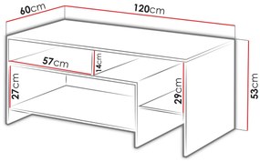 Dohányzóasztal Kendall (fehér + nagy tölgy). 1058601
