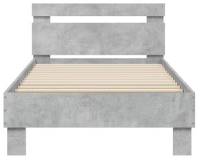 betonszürke ágykeret fejtámlával és LED-világítással 90x200 cm