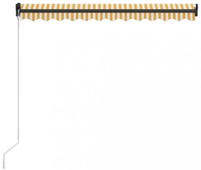sárga és fehér kézzel kihúzható LED-es napellenző 300 x 250 cm