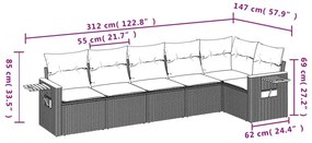 6 részes szürke polyrattan kerti ülőgarnitúra párnákkal