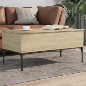 Sonoma tölgy szerelt fa és fém dohányzóasztal 100x50x45 cm