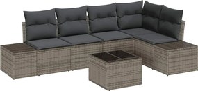vidaXL Kerti Kanapé Szett 6 pcs Szürke polirattan