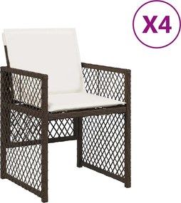 vidaXL 4 db barna polyrattan kerti szék párnával