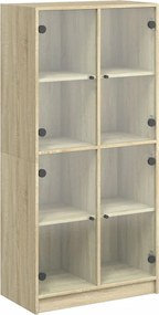 vidaXL sonoma tölgy színű magasszekrény ajtókkal 68x37x142 cm