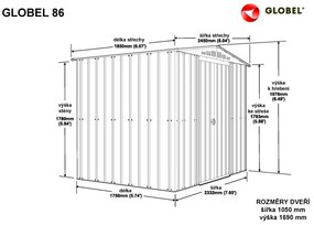 fém kerti ház GLOBEL 86 ZÖLT + napfénytető LG2503