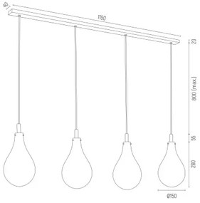 Argon 1741 - Csillár zsinóron OAKLAND 4xG9/6W/230V