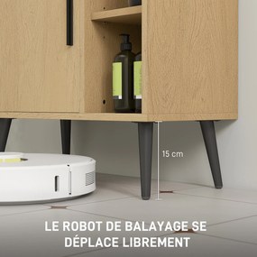 HOMCOM Fürdőszobai Mosdó Alatti Szekrény, Ipari Stílusú Mosdóegység Lágy Záródású Ajtóval és Állítható Polccal, 60 x 30 x 59,5 cm, Tölgy | Aosom