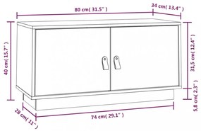 szürke tömör fenyőfa TV-szekrény 80x34x40 cm