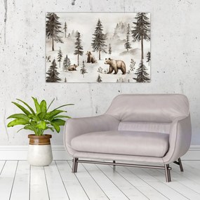 Kép - Erdő medvékkel (90x60 cm)