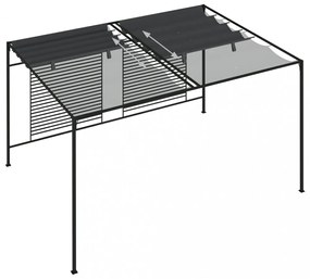 antracitszürke pavilon behúzható tetővel 3 x 4 x 2,3 m 180 g/m²