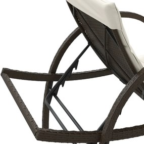 barna polyrattan napozóágy párnával 60 x 199 x 42 cm
