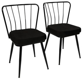 Fekete fém étkezőszék szett 2 db-os Yildiz – Kalune Design