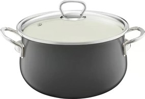 Zománcozott Fazék Fedővel 22 CM Sötétszürke Emalia Olkusz