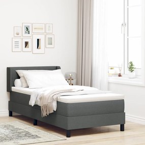 Boxspring Ágy Mattal Sötétszürke, 100 x 200 cm, Szövet