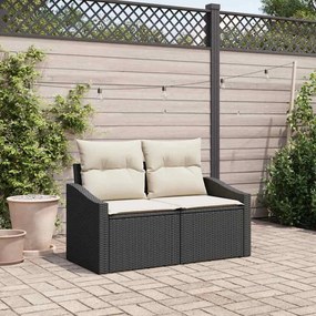 Kerti kanapé párnával Fekete 123 x 62 x 69cm polirattan