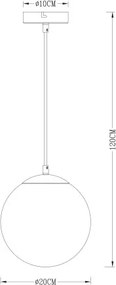 Globo 15855 Függeszték metál arany, üveg átlátszó,arany, ø: 200, Foglalat típusa:1xE27 60W 230V