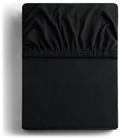 Fekete gumis jersey lepedő 220x200 cm Amber – Restilo