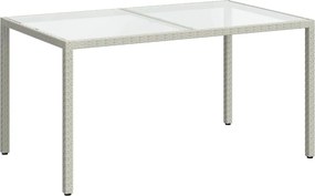 vidaXL fehér polyrattan és edzett üveg kerti asztal 150 x 90 x 75 cm