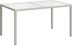 vidaXL fehér polyrattan és edzett üveg kerti asztal 150 x 90 x 75 cm