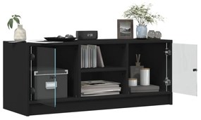 fekete TV-szekrény üvegajtókkal 102 x 37 x 42 cm