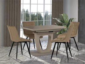 Sötétbézs bársony étkezőszék, fekete fém lábbal CT-384 CAP4