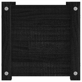 2 db fekete tömör fenyőfa kerti virágtartó 31 x 31 x 31 cm