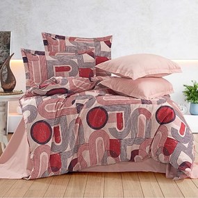 Nathalia piros pamut ágyneműhuzat 200x140cm+90x70cm TiaHome