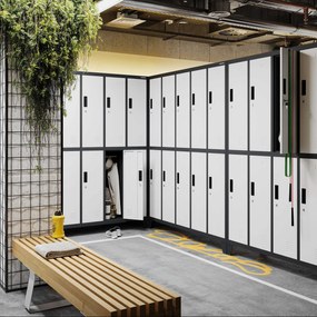 10 rekeszes öltözőszekrény lábakon BARTEK, 1360 x 1720 x 450 mm, antracit-fehér