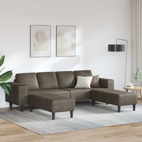 Kanapé Szett 3 pcs Sötétszürke Műbőr velúr