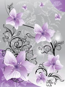 Tapéta Lila Virágok Színátmenet Absztrakt Elegancia Perspektíva 206x275+ragasztó