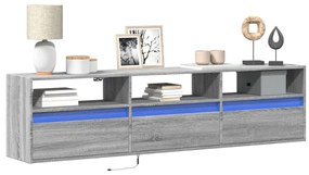 szürke sonoma színű fali TV-szekrény LED-del 180 x 31 x 45 cm