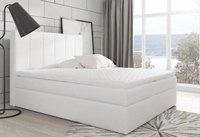 Daria nagyméretű kárpitozott ágy, fehér ökobőr, 200 + Ingyenes topper