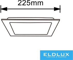 UNIVERSO Négyzet alakú süllyesztett LED panel 18w 1800lm CCT/kap. 120° IP20 Fehér 221x221mm kivágás:205x205mm 3év