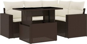 vidaXL 5 részes barna polyrattan kerti ülőgarnitúra párnával