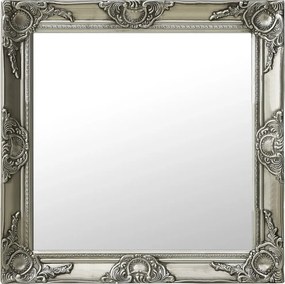 vidaXL ezüstszínű barokk stílusú fali tükör 60 x 60 cm