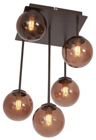 Design mennyezeti lámpa bronz színben, bronz üveggel, 5-ös - Athén