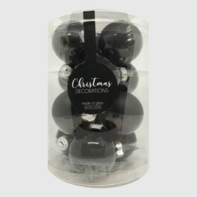 Black üveg karácsonyi gömb szett 12*6cm fekete
