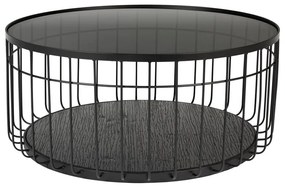 Fekete kerek dohányzóasztal üveg asztallappal 80x80 cm Lance – White Label