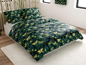 Mikroplüss ágyneműhuzat YELLOW BUTTERFLY sötétzöld Ágyneműhuzat mérete: 70 x 90 cm | 140 x 220 cm
