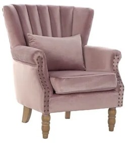 Celeste vintage bársony fotel párnával rózsaszín